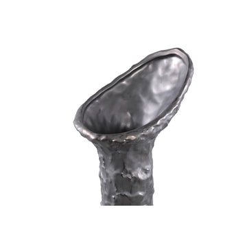 Vase - Ceramic Stoneware, Leaf-Shaped Design, Anthracite, S - Shennen | PTMD