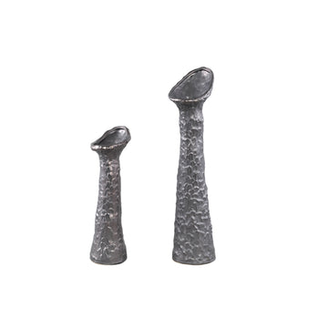 Vase - Ceramic Stoneware, Leaf-Shaped Design, Anthracite, S - Shennen | PTMD