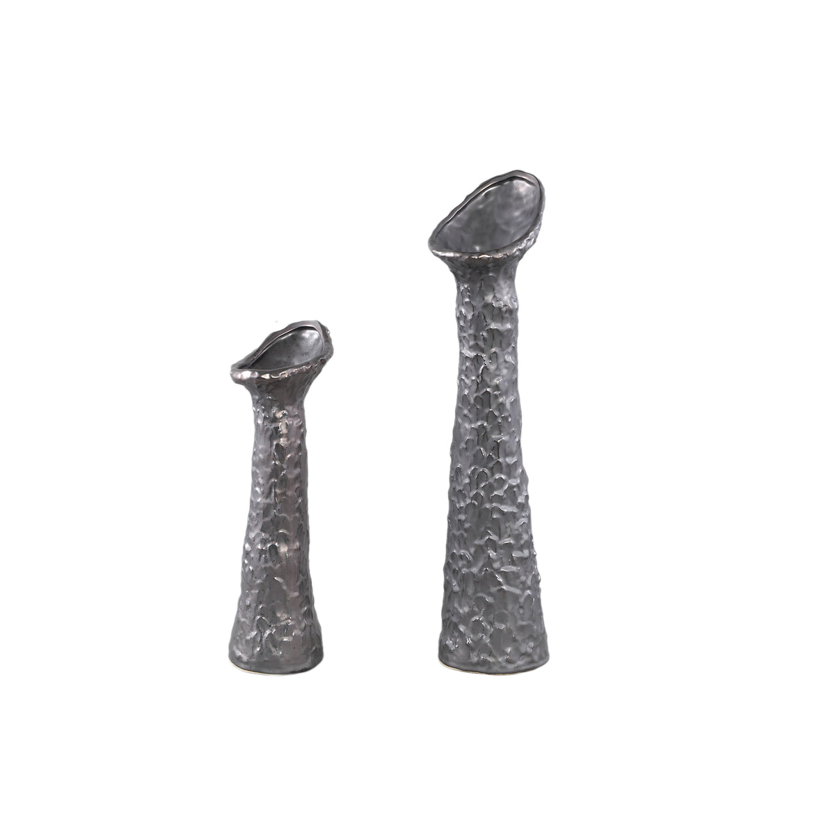 Vase - Ceramic Stoneware, Leaf-shaped Design, Anthracite, L - Shennen | PTMD