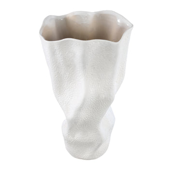 Vase – Stoneware Ceramic, Wave Design, White Color, Dot Pattern, S – Violette | PTMD