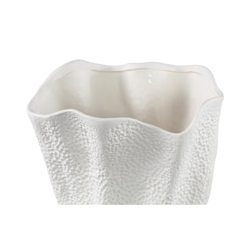 Vase – Stoneware Ceramic, Wave Design, White Color, Dot Pattern, S – Violette | PTMD
