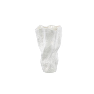 Vase – Stoneware Ceramic, Wave Design, White Color, Dot Pattern, S – Violette | PTMD