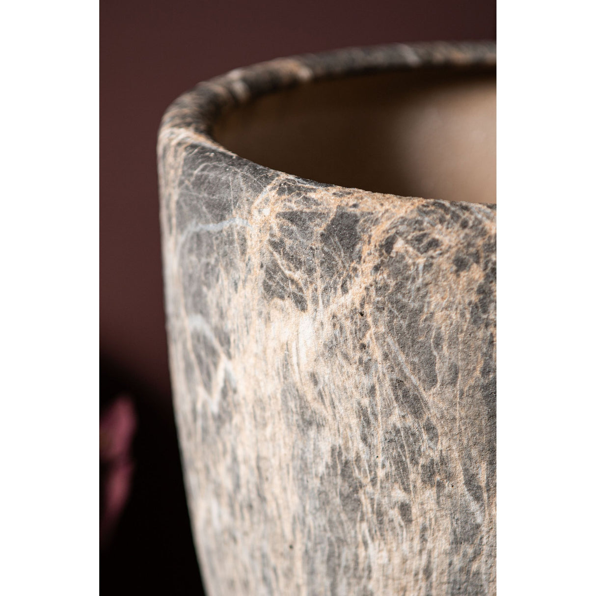 Blumentopf – Graue Oberfläche, Marmoroptik Design, Keramik Material, L – Miah | PTMD