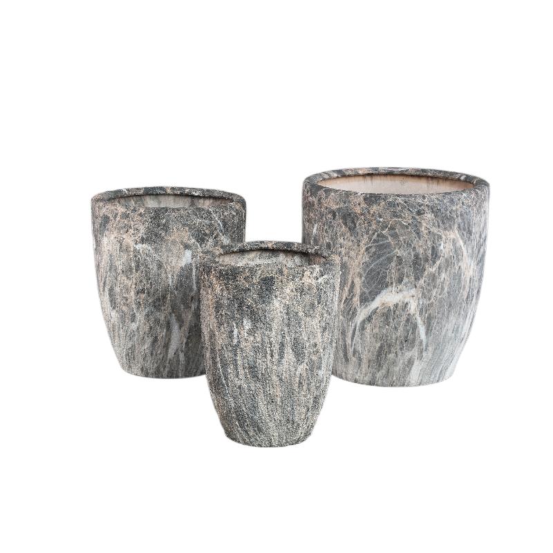 Blumentopf – Graue Oberfläche, Marmoroptik Design, Keramik Material, L – Miah | PTMD
