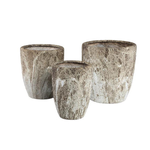 Blumentopf – Braune Oberfläche, Marmoroptik Design, Keramik Material, L – Miah | PTMD