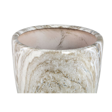 Blumentopf – Beige Oberfläche, Marmoroptik Design, Keramik Material, L – Miah | PTMD