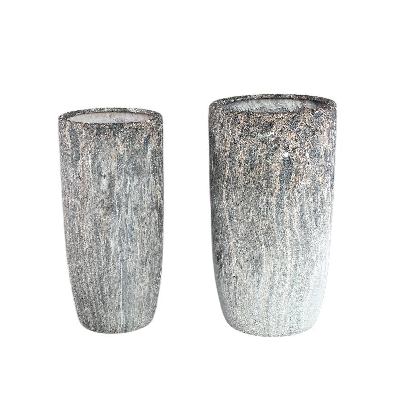 Flowerpot – Grey Surface, Marble Look Design, Ceramic Material – Miah | PTMD