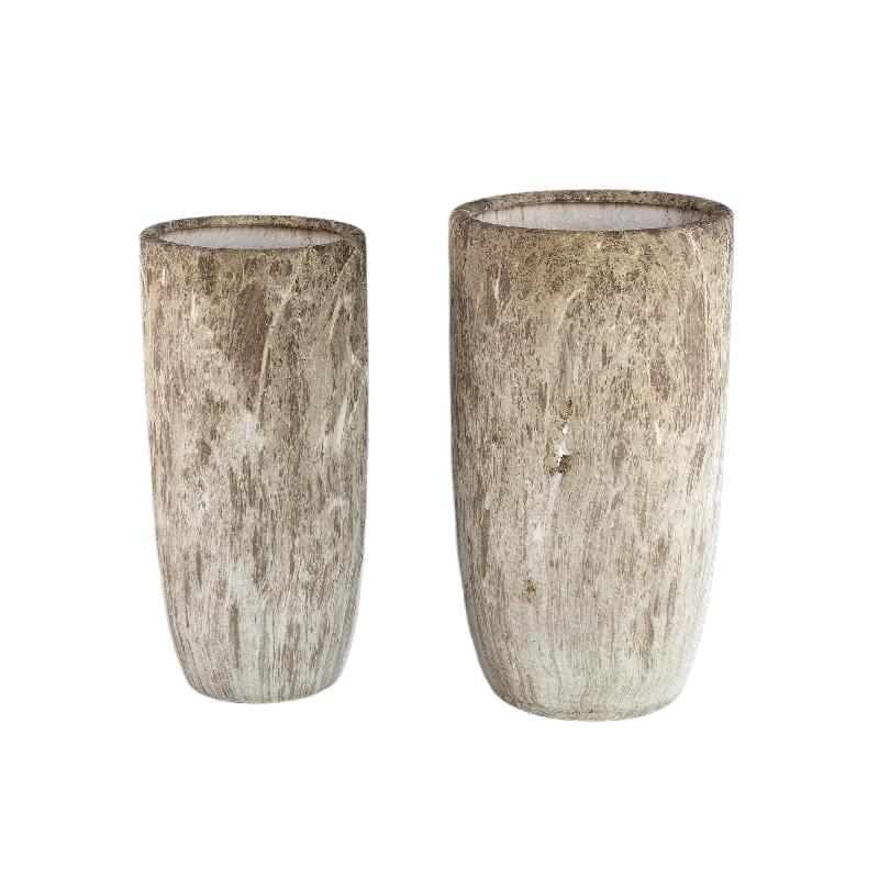 Flower Pot – Brown Surface, Marble Look Design, Ceramic Material – Miah | PTMD