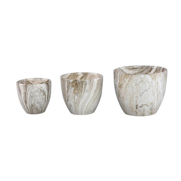 Blumentopf – Beige Oberfläche, Marmoroptik Design, Keramik Material, S – Miah | PTMD