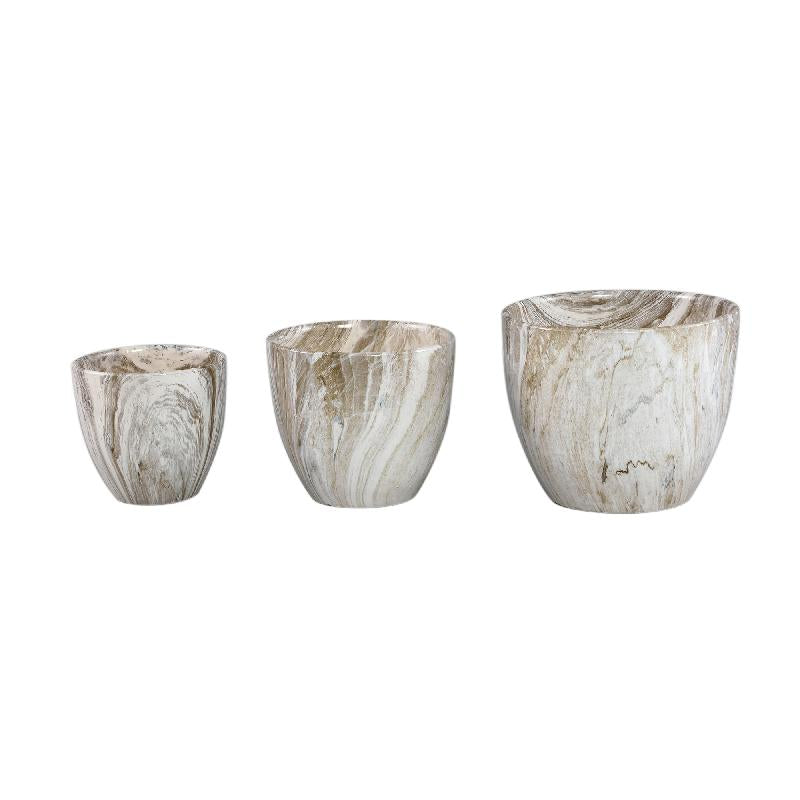 Topf – Beige Oberfläche, Marmoroptik Design, Keramik Material, S – Miah | PTMD