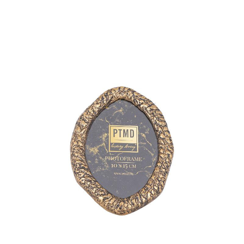 Picture frame - glass, cast aluminum, MDF back, oval, organic contour, brass – Paislie | PTMD