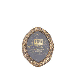 Picture frame - glass, cast aluminum, MDF back, oval, organic contour, brass – Paislie | PTMD