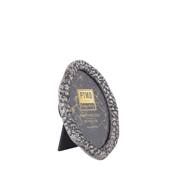 Picture Frame - Glass, Cast Aluminum, MDF Backing, Oval, Organic Contour, Nickel – Paisley | PTMD