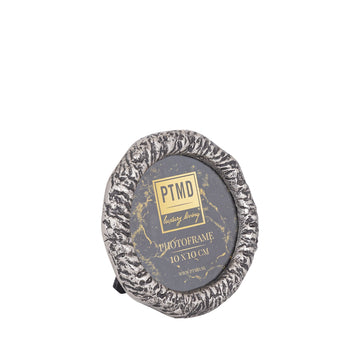 Picture frame - glass, cast aluminum, MDF back, round, organic contour, nickel - Paisley | PTMD