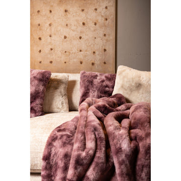 Kissen – Kunstfell, Flauschige Haptik, Quadratische Form, Bordeaux – Linde | PTMD