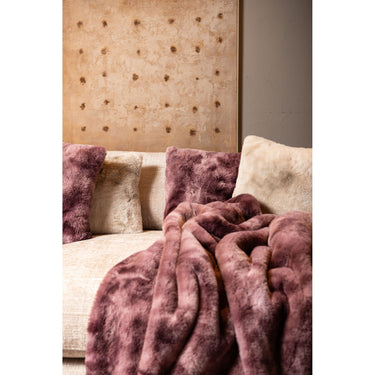 Cushion - Bordeaux Faux Fur, Polyester, Animal Print, Zipper, S – Linde | PTMD