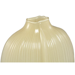 Vase – Creme Glas, Ovale Form, Gerippte Oberfläche, Hoch – Jalisia | PTMD