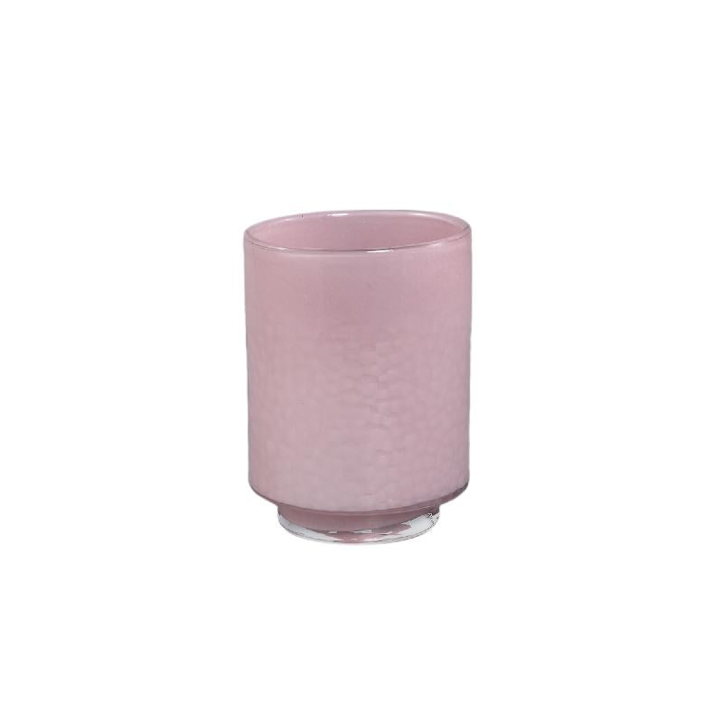 Vase – Rosa Glas, Runde Form, Gerader Fuß, S – Hervy | PTMD