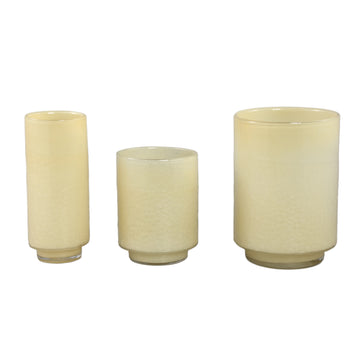 Vase – Cream-colored Glass, Round Shape, Straight Base, L – Hervy | PTMD
