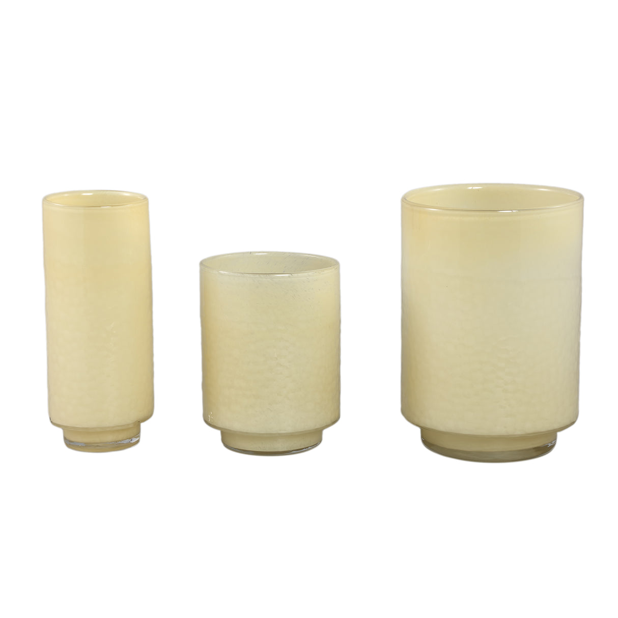 Vase – Cremefarbenes Glas, Runde Form, Gerader Fuß, M – Hervy | PTMD