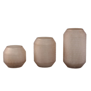 Vase – Beige Shade, Glass Material, Stripes Design, M – Malia | PTMD