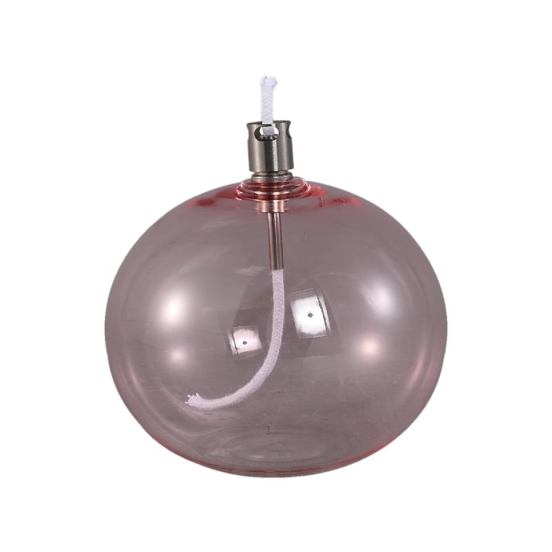 Oil Lamp – Pink Glass, Handmade, Round Design, L – Adilia | PTMD