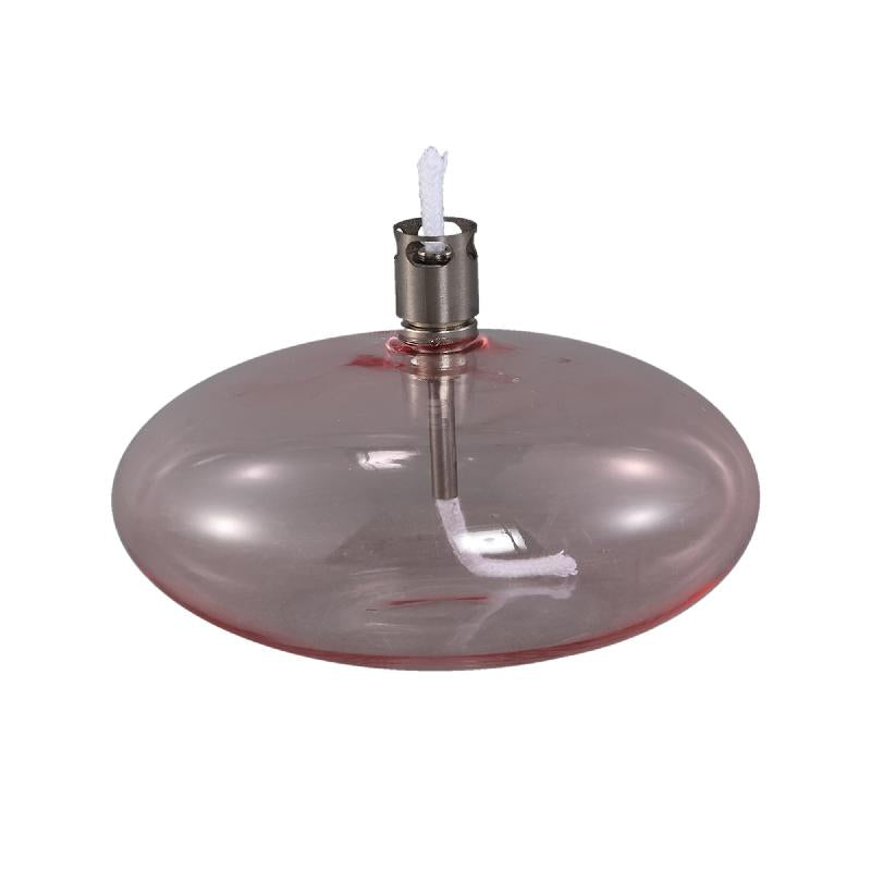 Oil Lamp - Light Pink Glass, Handmade, Low Round Design - Adilia | PTMD