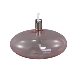 Oil Lamp - Light Pink Glass, Handmade, Low Round Design - Adilia | PTMD