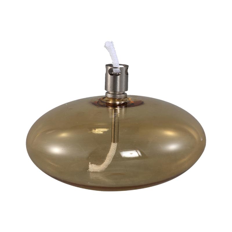 Oil Lamp – Amber Glass, Handmade, Low Round Design – Adilia | PTMD