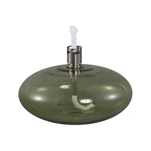 Oil Lamp - Moss Green, Glass, Handmade, Low Round Design - Adilia | PTMD