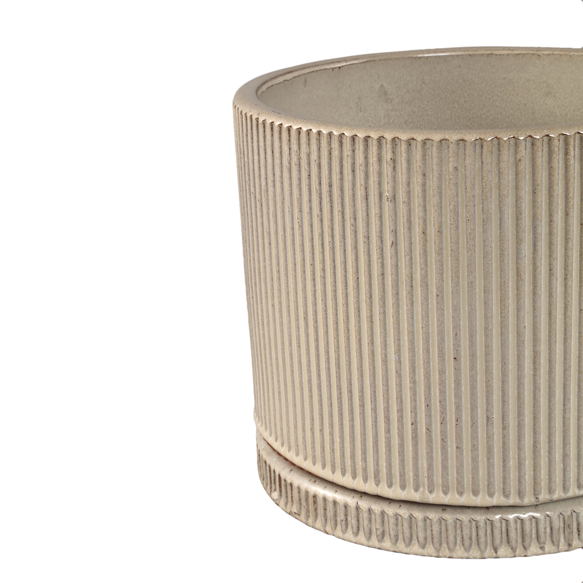 Pot – Ceramic Material, Ribbed Structure, Cream Colour – Meliya | PTMD