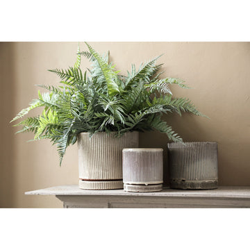 Pot – Ceramic Material, Ribbed Structure, Cream Colour – Meliya | PTMD