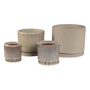 Pot – Ceramic Material, Ribbed Structure, Cream Colour – Meliya | PTMD