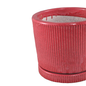 Topf – Geripptes Design, Zylinder Form, Keramik Material, Rosa – Meliya | PTMD