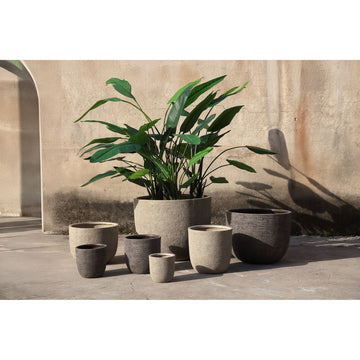 Pot – sand-colored surface, textured look, handmade, large set of 3 – Delsey | PTMD