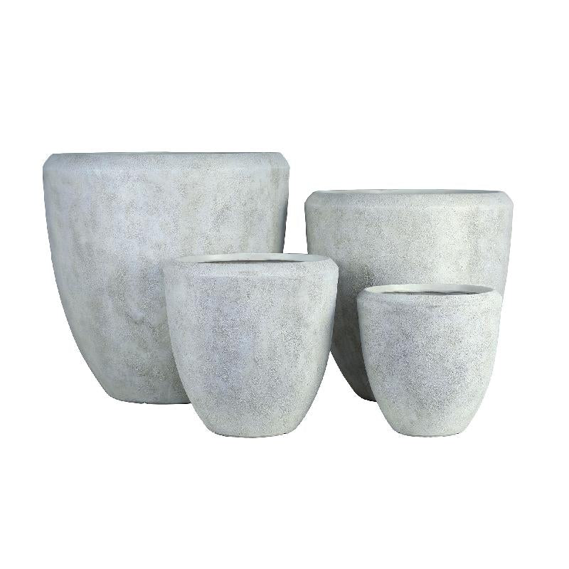 Pot – cream finish, GRC material, round shape, set of 4 – Dashima | PTMD