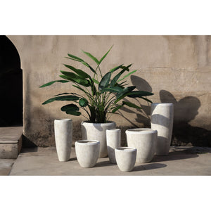 Pot - cream surface, GRC material, round shape, set of 3 - Dashima | PTMD
