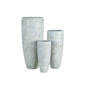 Pot - cream surface, GRC material, round shape, set of 3 - Dashima | PTMD