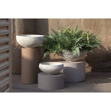 Topf – Runde Schalenform, GRC Material, Creme Finish, Niedrig – Dashima | PTMD