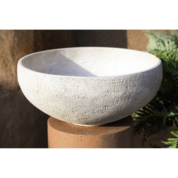 Topf – Runde Schalenform, GRC Material, Creme Finish, Niedrig – Dashima | PTMD