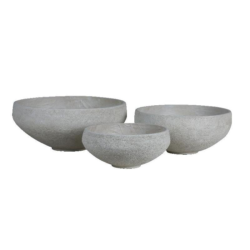 Topf – Runde Schalenform, GRC Material, Creme Finish, Niedrig – Dashima | PTMD