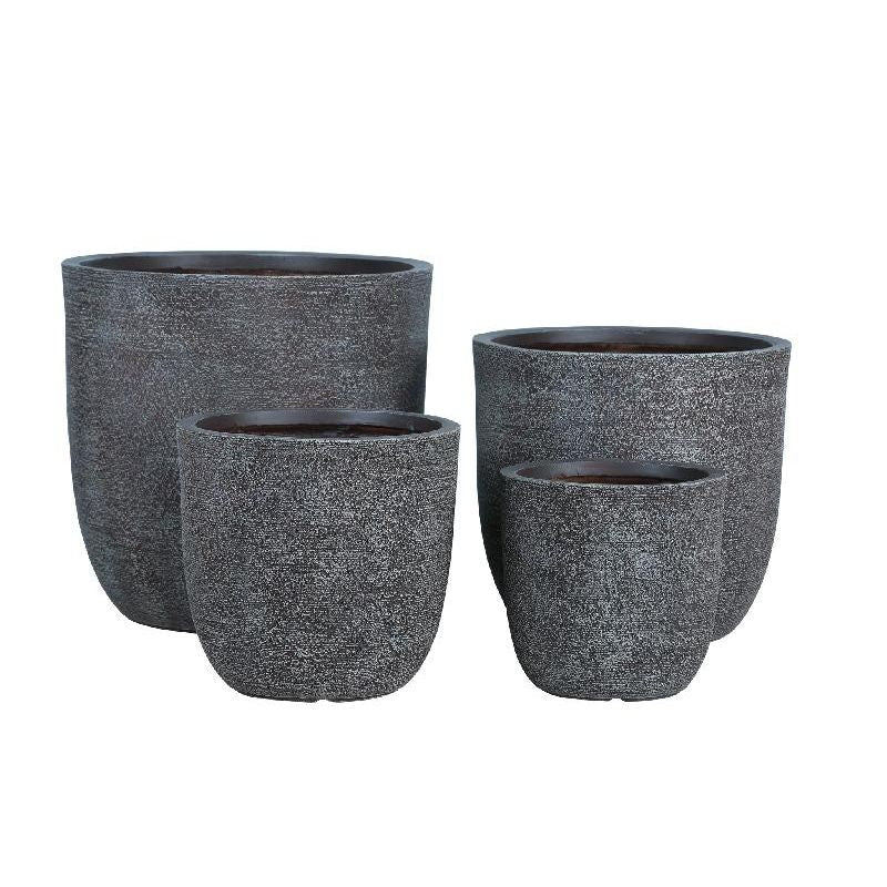 Flower Pot – brown surface, textured look, handmade, set of 4 – Delsey | PTMD