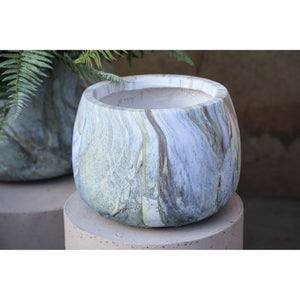 Planter – blue surface, marble look, GRC material, set of 2 – Amilee | PTMD