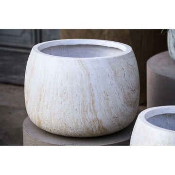 Planter – beige surface, marble look, GRC material, set of 2 – Amilee | PTMD
