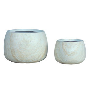 Planter – beige surface, marble look, GRC material, set of 2 – Amilee | PTMD