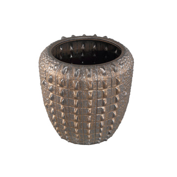 Flower Pot – Bronze Finish, Round Shape, Crocodile Pattern, Ceramic Material, S – Crocco | PTMD
