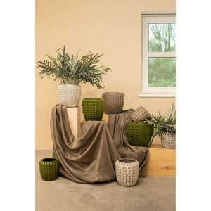 Plant pot – Dark green surface, Round shape, Crocodile pattern, Ceramic material, M – Crocco | PTMD