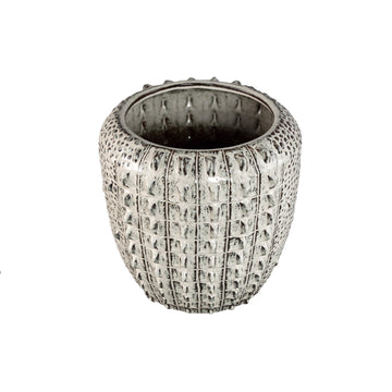 Plant Pot - Cream-colored surface, Round shape, Crocodile pattern, Ceramic material, S - Crocco | PTMD