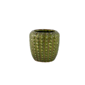 Flowerpot – Dark green surface, Round shape, Crocodile pattern, Ceramic material, S – Crocco | PTMD