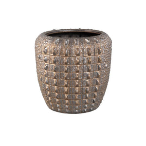 Flower Pot – Bronze Finish, Round Shape, Crocodile Pattern, Ceramic Material, L – Crocco | PTMD
